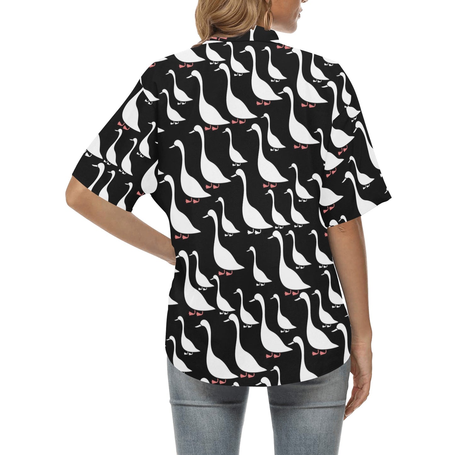 Goose Pattern Print Design 01 Women's Hawaiian Shirt