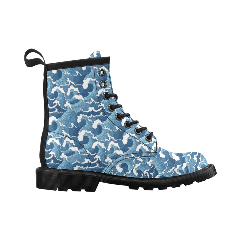 Wave Themed Pattern Print Women's Boots