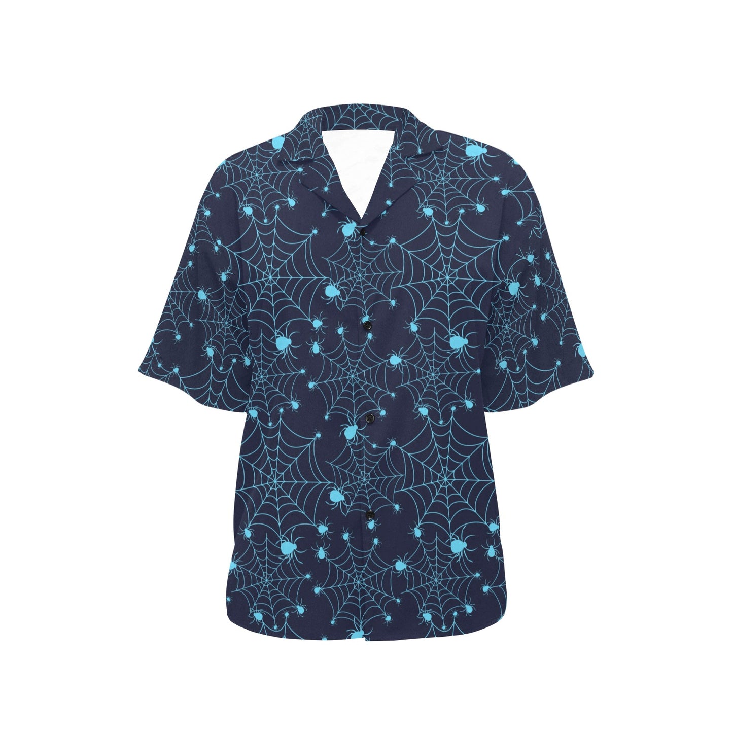 Spider Web Blue Print Design LKS304 Women's Hawaiian Shirt