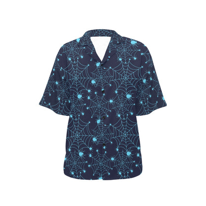 Spider Web Blue Print Design LKS304 Women's Hawaiian Shirt
