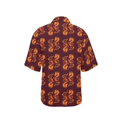 Dragons Fire Design Women's Hawaiian Shirt