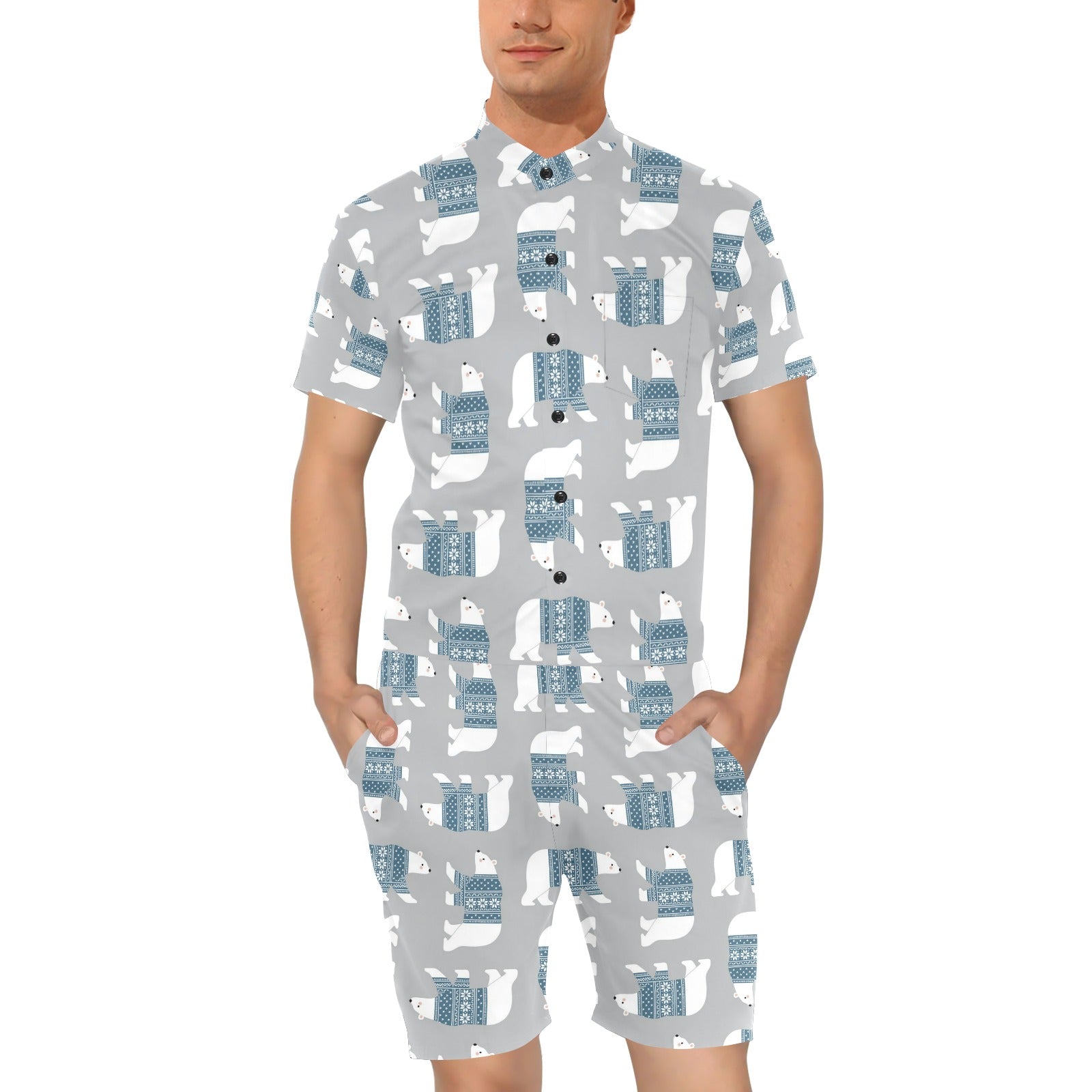 Polar Bear Pattern Print Design A03 Men's Romper