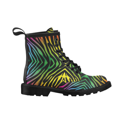 Rainbow Zebra Themed Print Women's Boots