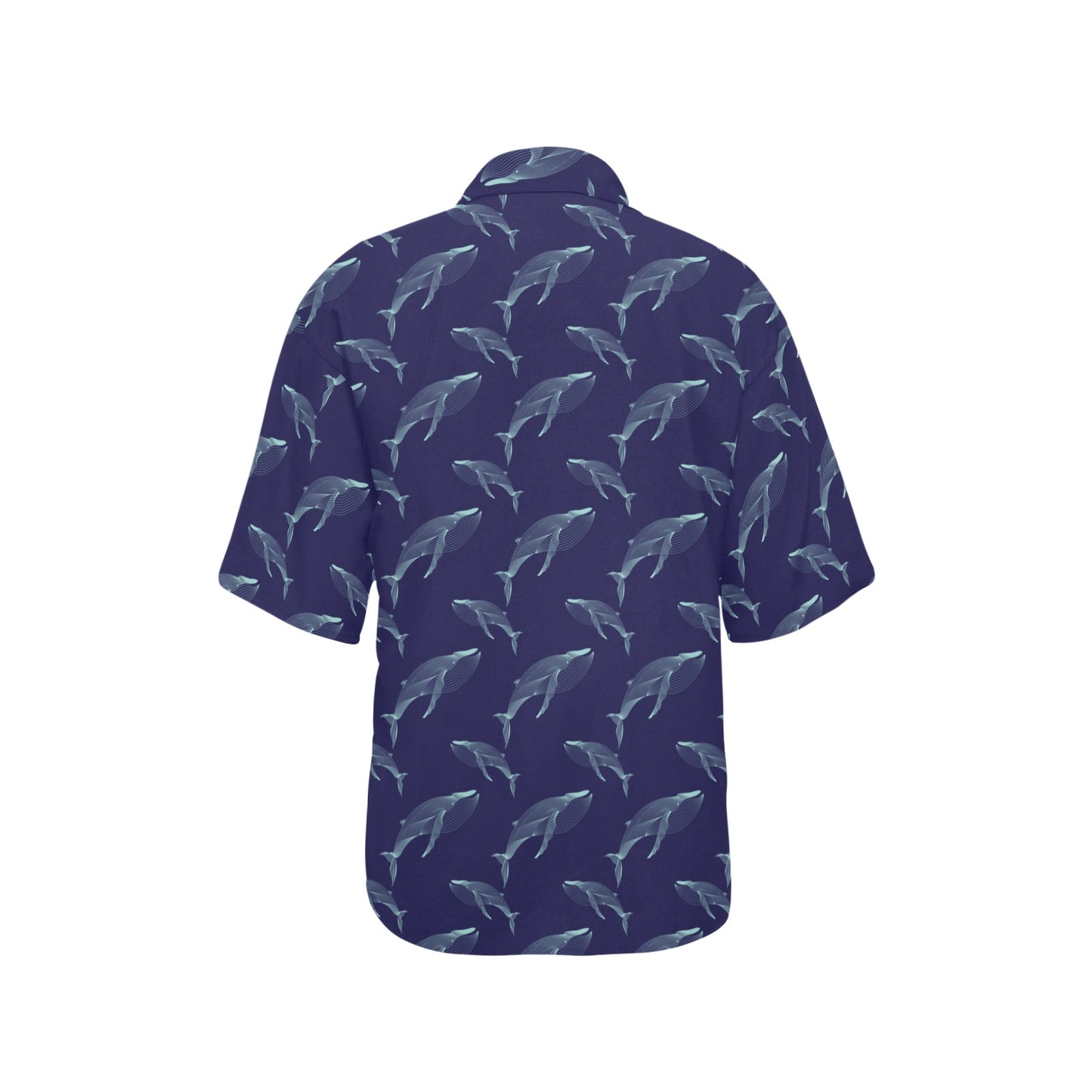 Blue Whale Print Design LKS402 Women's Hawaiian Shirt