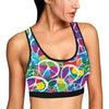 Peace Sign Colorful Pattern Print Design A02 Sports Bra