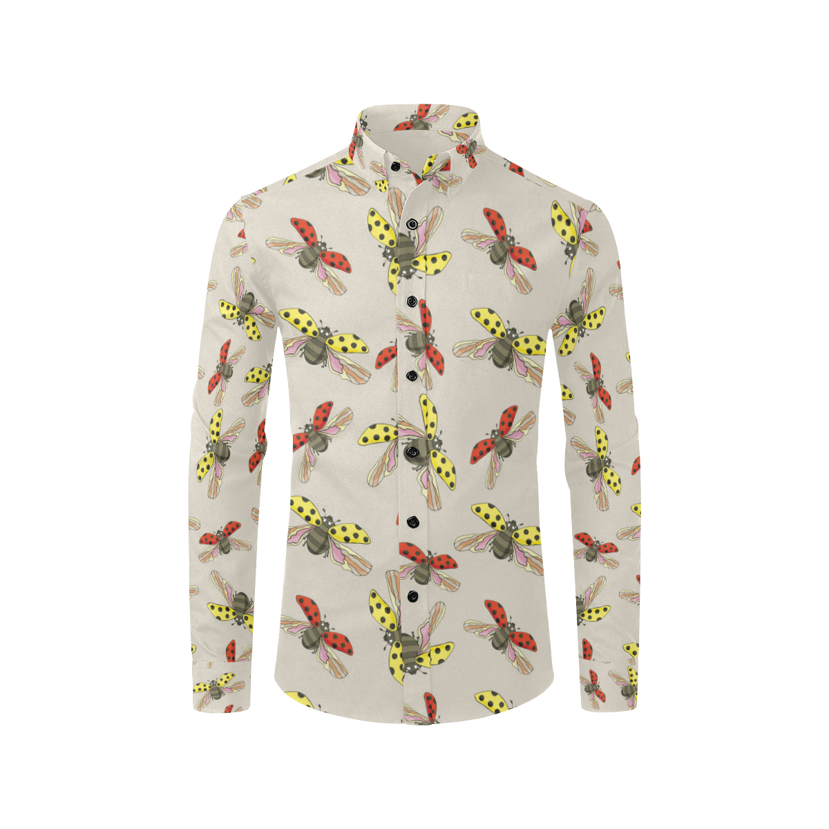 Ladybug Pattern Print Design 04 Men's Long Sleeve Shirt
