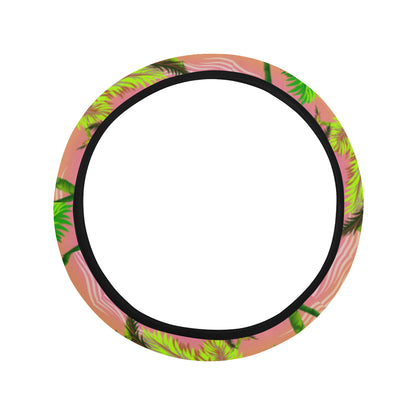 Palm Tree Rainbow Pattern Steering Wheel Cover with Elastic Edge