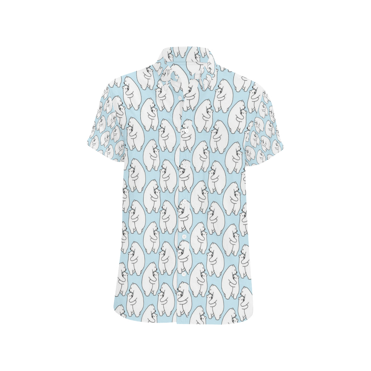Polar Bear Pattern Print Design PB08 Men's Short Sleeve Button Up Shirt