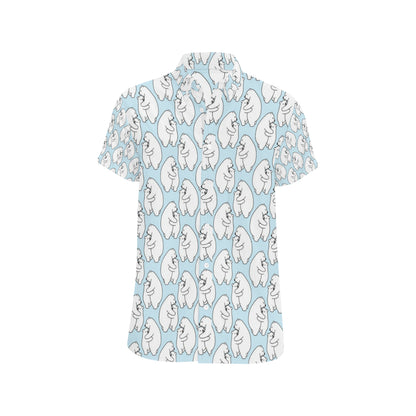 Polar Bear Pattern Print Design PB08 Men's Short Sleeve Button Up Shirt