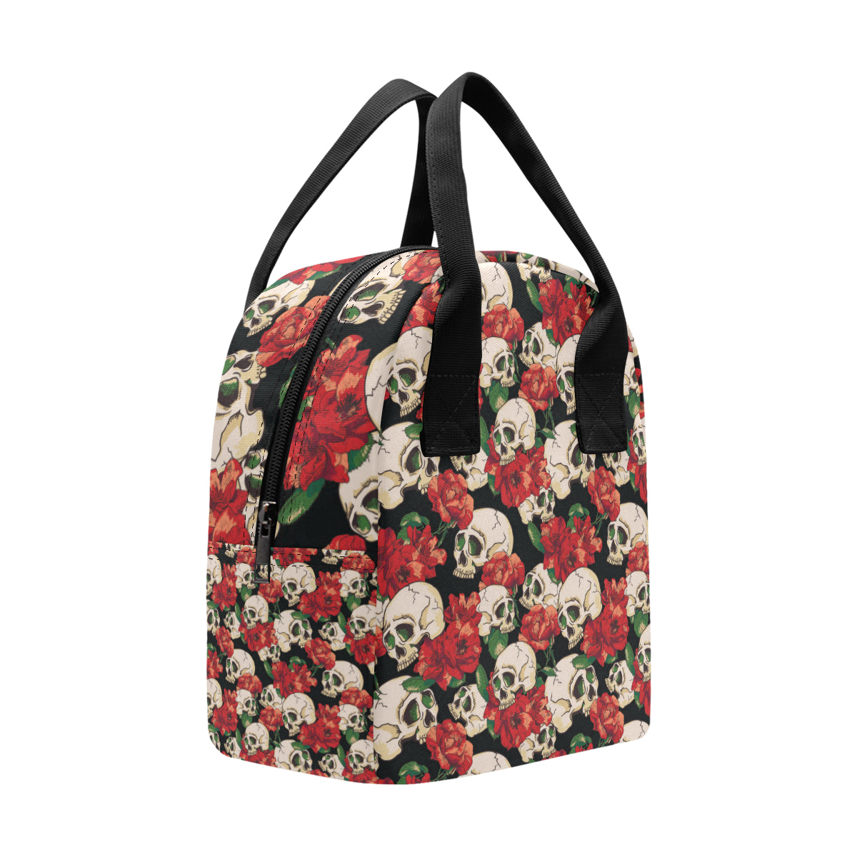Skull Red Rose Insulated Lunch Bag