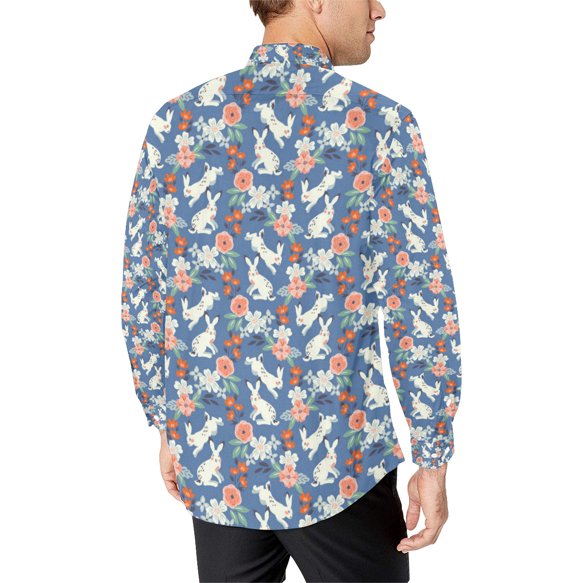 Bunny Pattern Print Design 07 Men's Long Sleeve Shirt