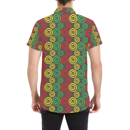 Rastafarian Pattern Print Design A05 Men's Short Sleeve Button Up Shirt