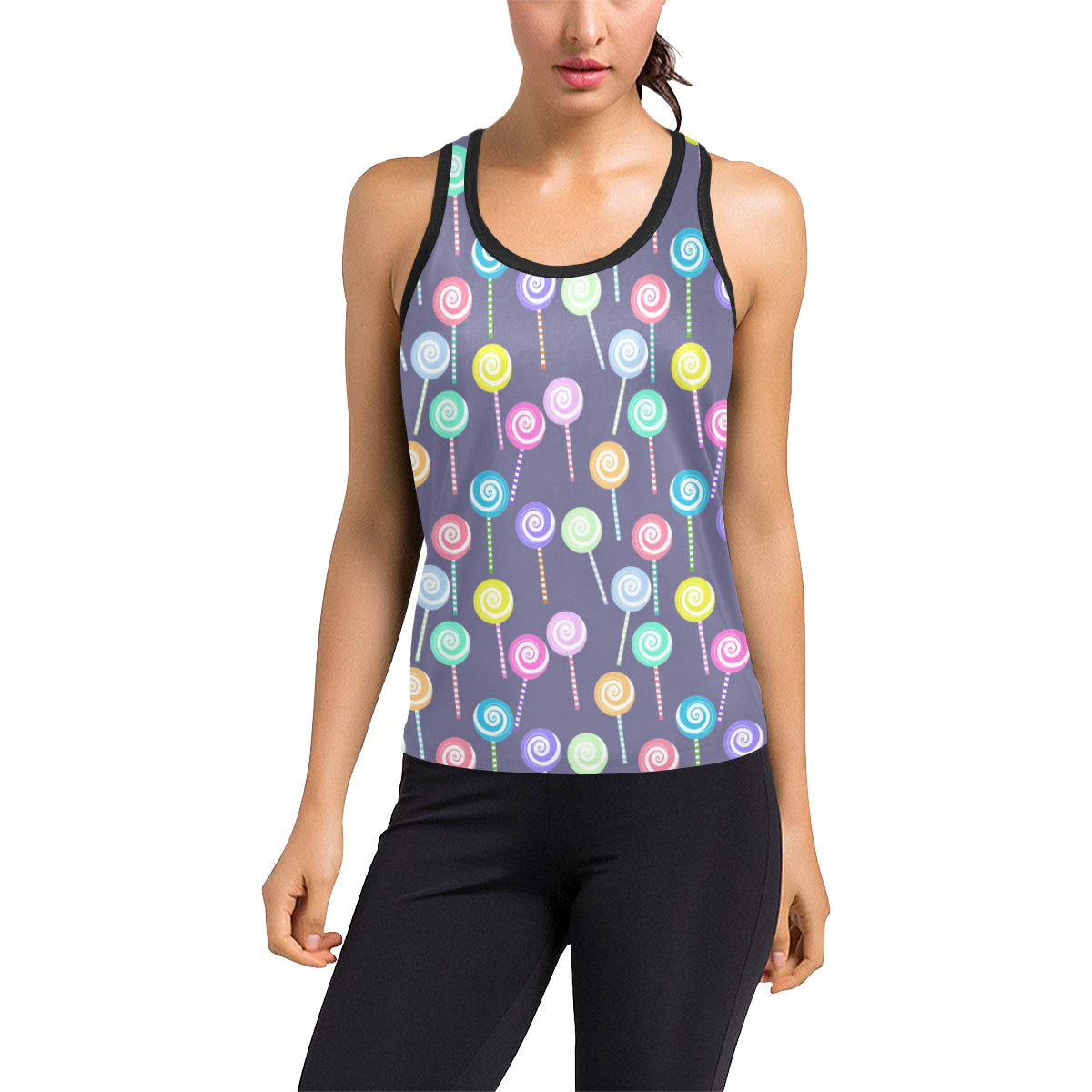 Lollipop Pattern Print Design LL03 Women's Racerback Tank Top