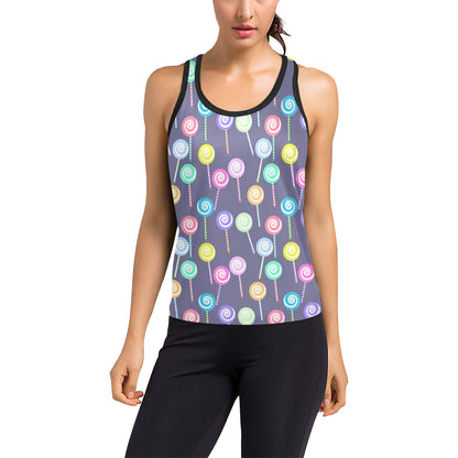 Lollipop Pattern Print Design LL03 Women's Racerback Tank Top