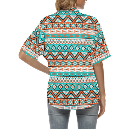 Navajo Style Print Pattern Women's Hawaiian Shirt