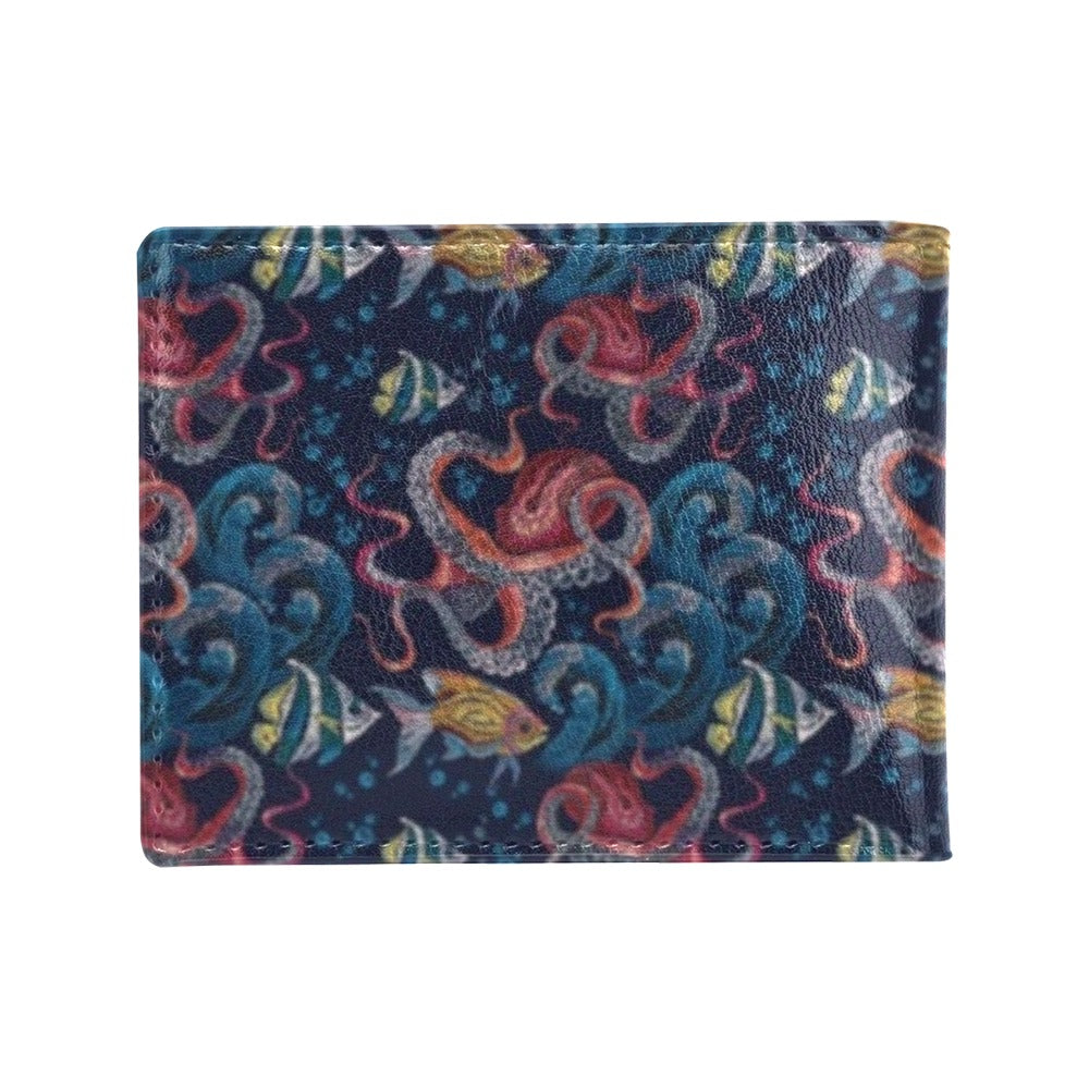 Underwater Giant Squid Print Design LKS302 Men's ID Card Wallet