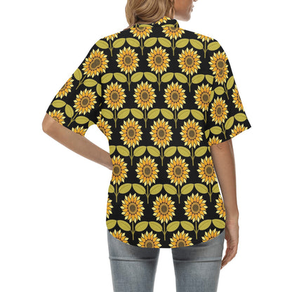 Sunflower Pattern Print Design SF015 Women's Hawaiian Shirt
