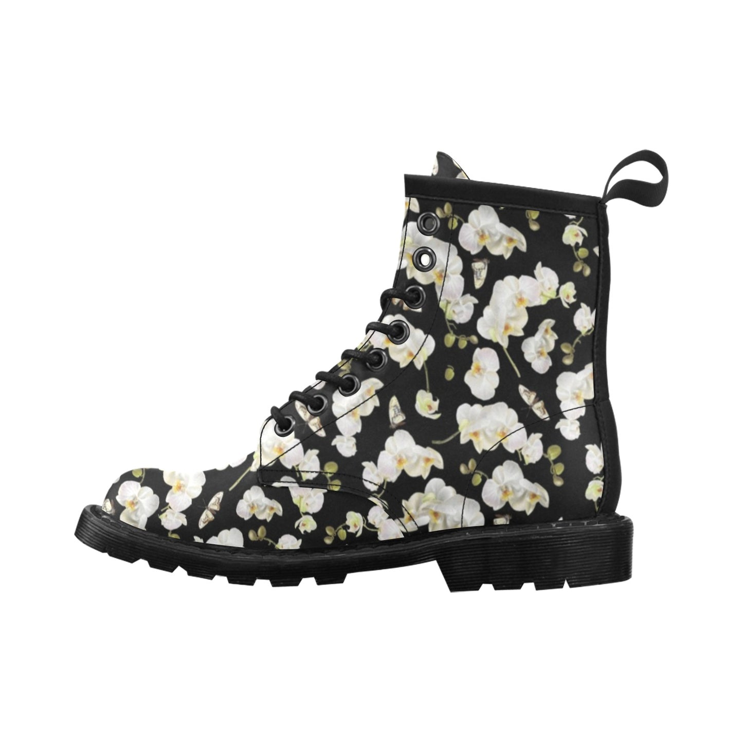 Orchid White Pattern Print Design OR011 Women's Boots