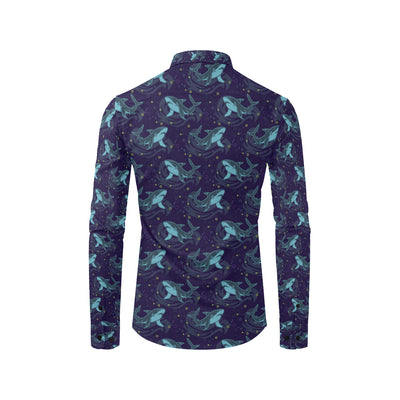 Shark Themed Print Men's Long Sleeve Shirt