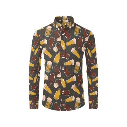 Beer Pattern Print Design 03 Men's Long Sleeve Shirt
