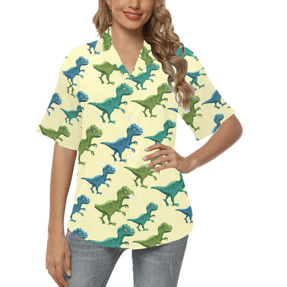 T Rex Pattern Print Design A04 Women's Hawaiian Shirt
