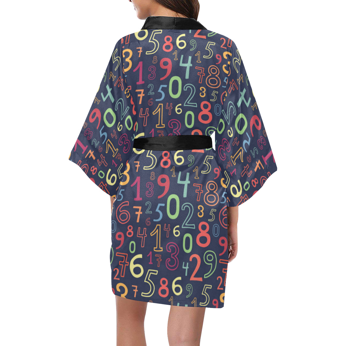 Number Pattern Print Design A01 Women's Short Kimono