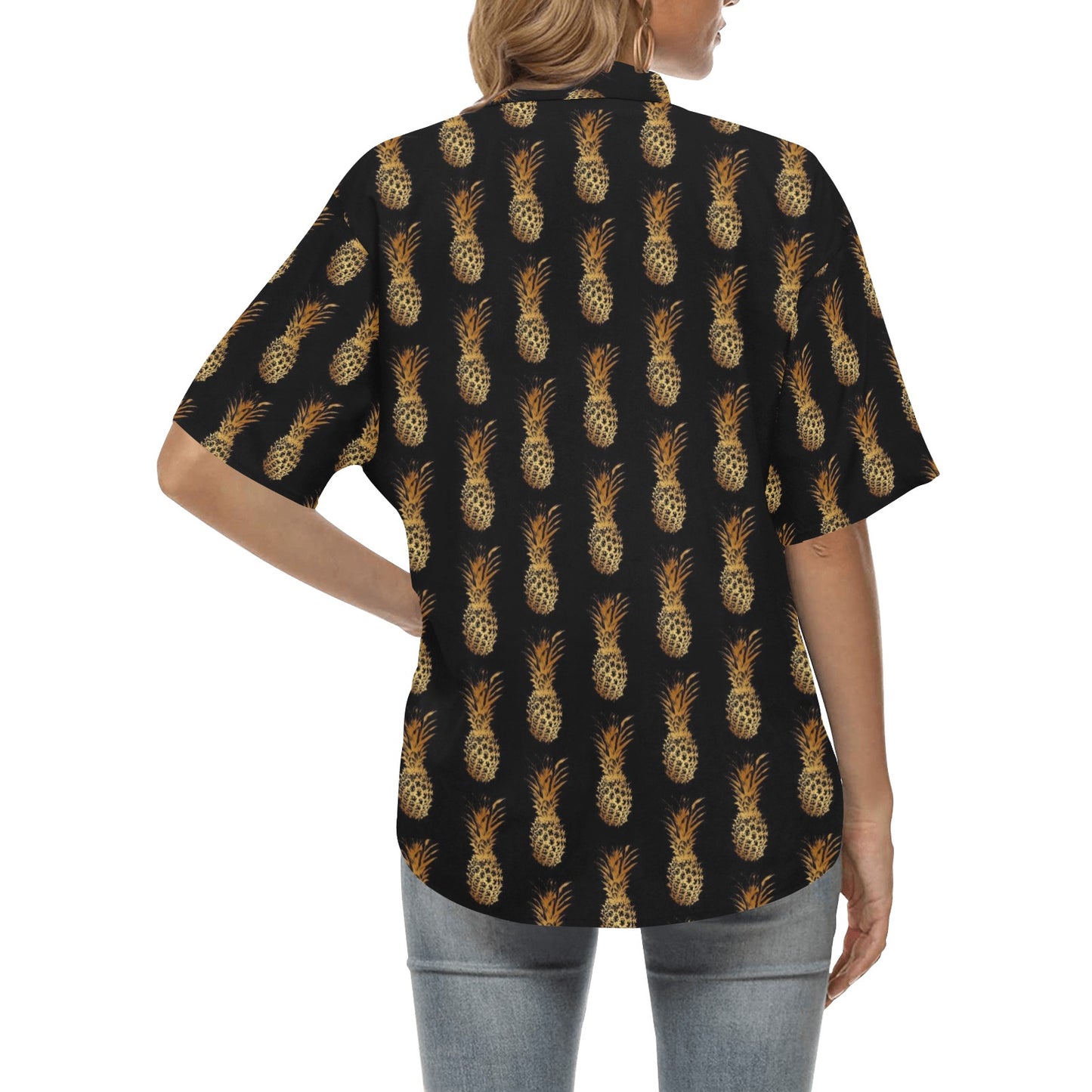 Pineapple Pattern Print Design A02 Women's Hawaiian Shirt