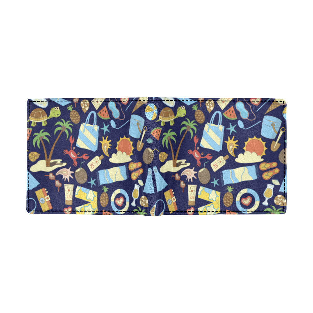 Beach Themed Pattern Print Design 04 Men's ID Card Wallet