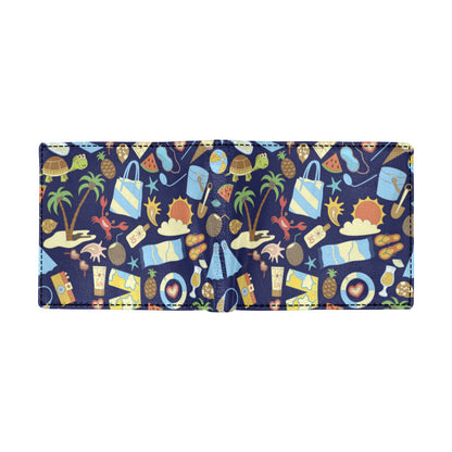 Beach Themed Pattern Print Design 04 Men's ID Card Wallet