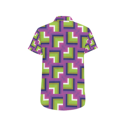 Optical illusion Pattern Print Design A05 Men's Short Sleeve Button Up Shirt