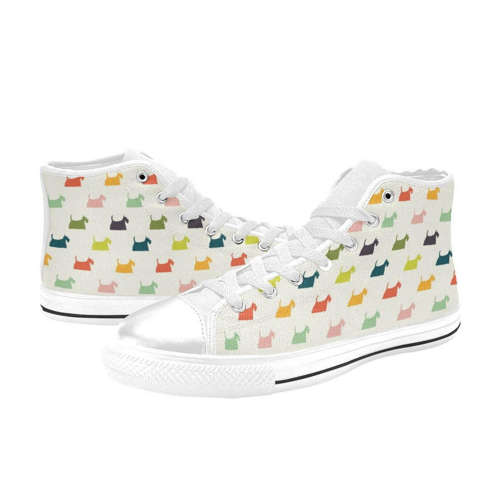 Scottish Terriers Print Design LKS305 High Top Women's White Shoes