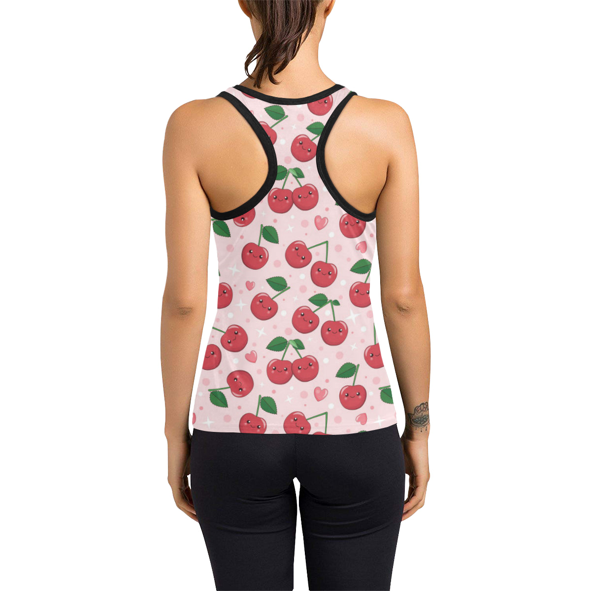 Cherry Pattern Print Design CH02 Women's Racerback Tank Top