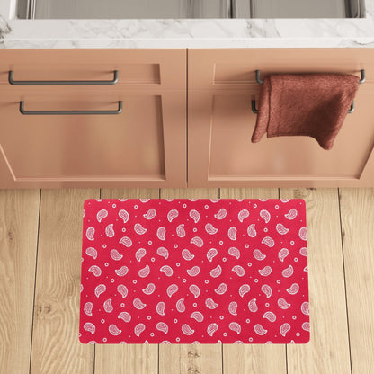 Bandana Red Paisley Print Design LKS305 Kitchen Mat