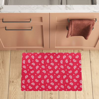 Bandana Red Paisley Print Design LKS305 Kitchen Mat
