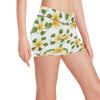 Yellow Plumeria Pattern Print Design PM012 Yoga Shorts