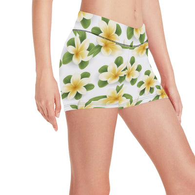 Yellow Plumeria Pattern Print Design PM012 Yoga Shorts