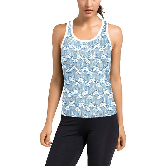 Wave Print Design LKS306 Women's Racerback Tank Top