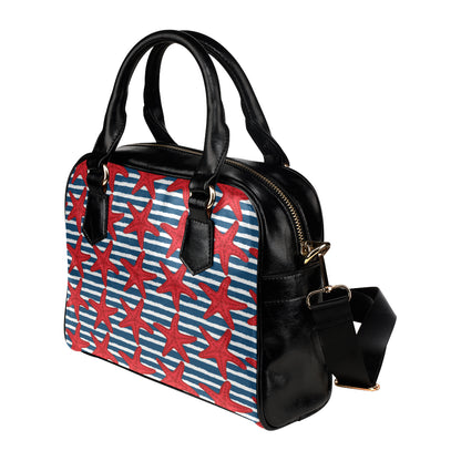 Starfish Red Pattern Print Design 02 Shoulder Handbag