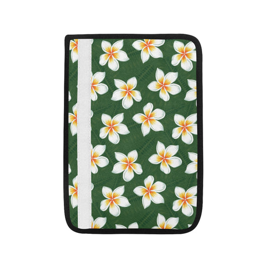White Plumeria Pattern Print Design PM020 Car Seat Belt Cover