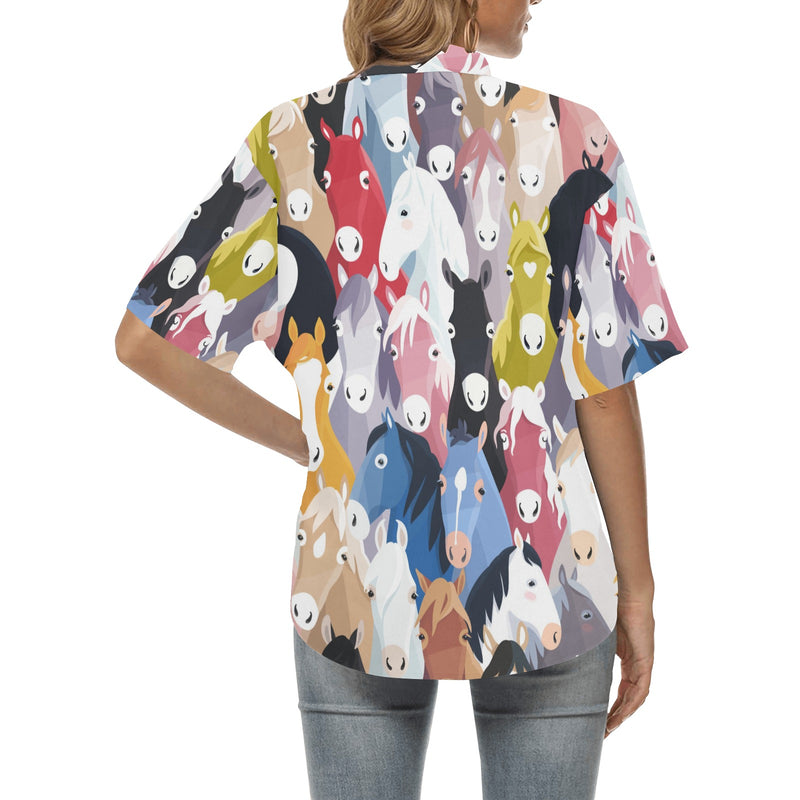 Colorful Horse Pattern Women's Hawaiian Shirt