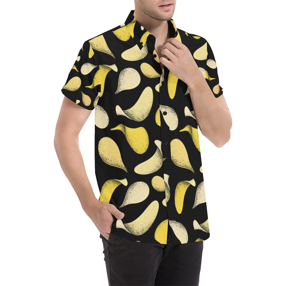 Potato Pattern Print Design A02 Men's Short Sleeve Button Up Shirt