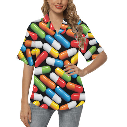 Pill Pattern Print Design A02 Women's Hawaiian Shirt