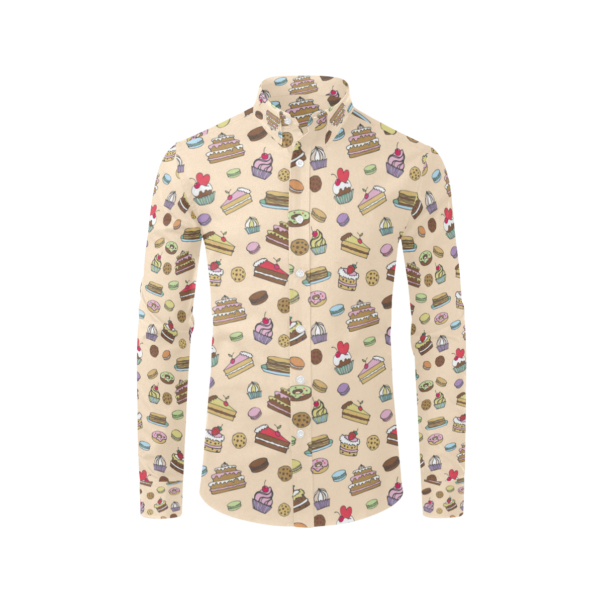 Cake Pattern Print Design 03 Men's Long Sleeve Shirt