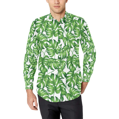 Palm Leaves Pattern Print Design PL08 Men's Long Sleeve Shirt