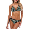 Gold Glitter Cyan Tropical Palm Leaves Bikini