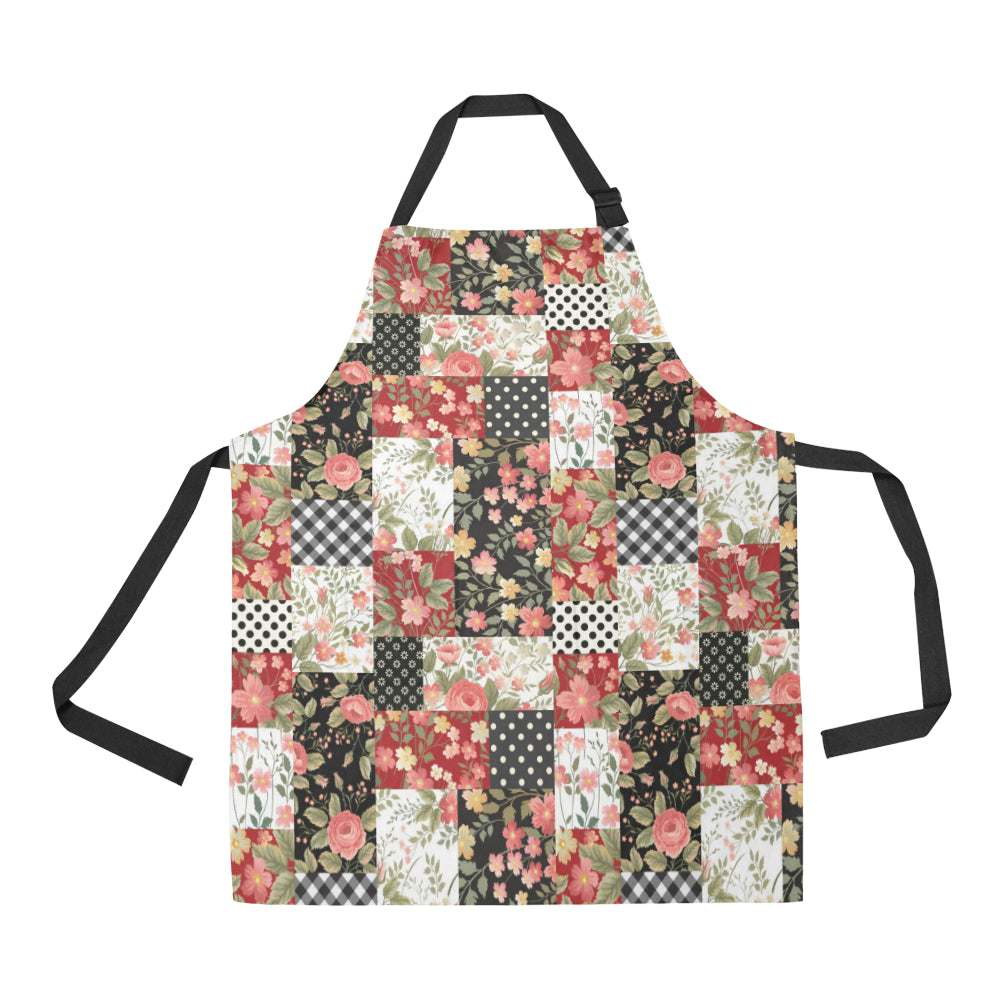 Patchwork Flower Pattern Print Design 03 Apron with Pocket