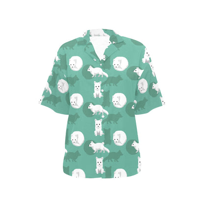 Arctic Fox Pattern Print Design Women's Hawaiian Shirt