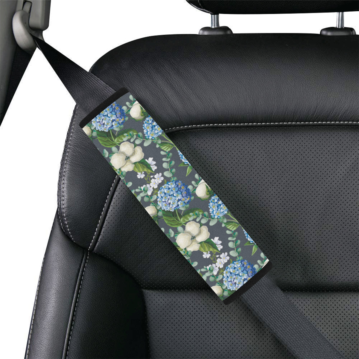 Hydrangea Pattern Print Design 02 Car Seat Belt Cover