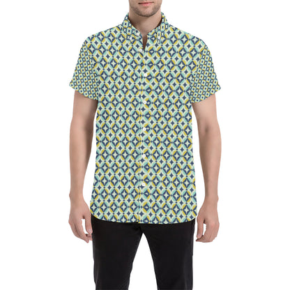 Swedish Design Pattern Men's Short Sleeve Button Up Shirt