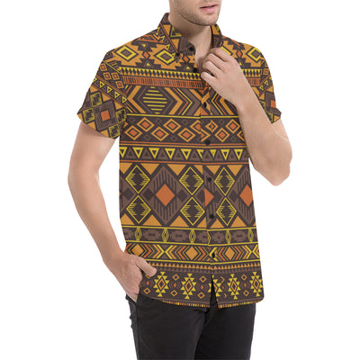 Navajo Pattern Print Design A06 Men's Short Sleeve Button Up Shirt